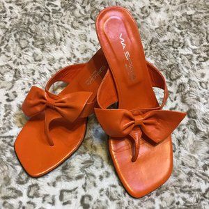 VIA SPIGA LEATHER ORANGE SANDAL W BOW SIZE 8